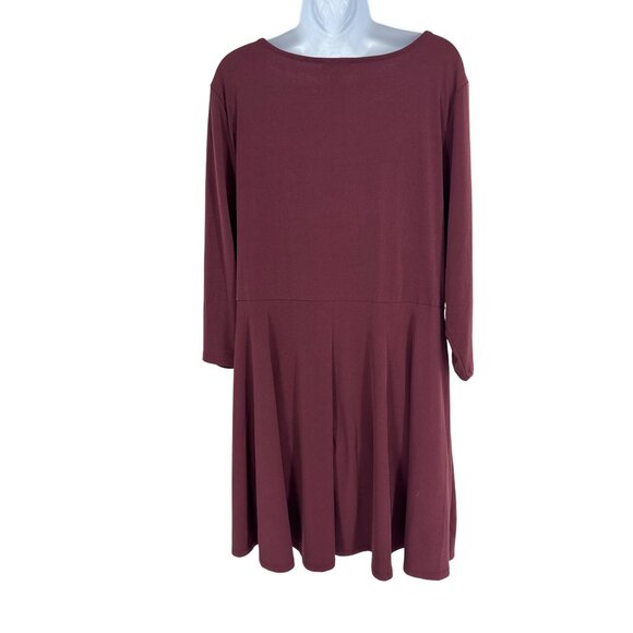 Lane Bryant Womens 3/4 Sleeve Burgundy Knot Front Tunic Dress Size 18/20 - Picture 4 of 8